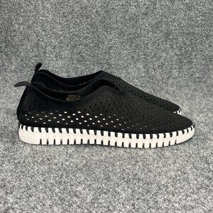 Ilse Jacobsen Tulip Loafers Women's Size 9.5 Black Perforated Suede Slip On Shoe